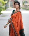 MF 1580 Orange Plain Designer Soft Lichi Silk Sarees Wholesale Market In Surat